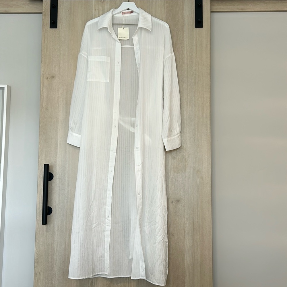 Skylar Rose White Long Button Down Duster size XL
